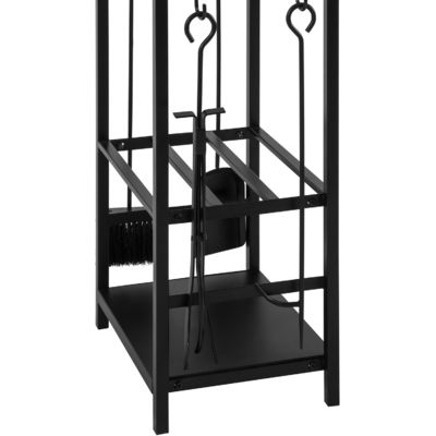 2 Tiers Vuurhoutrek W46 x D30 x H75cm Kamine loghouder met open haard en 4 gereedschappen