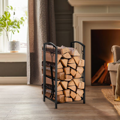 2 Tiers Vuurhoutrek W46 x D30 x H75cm Kamine loghouder met open haard en 4 gereedschappen