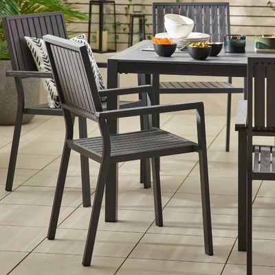 Villa patio eetkamer set AJUNION 8 zitplaatsen buitentafel en stoelen met aluminium frame