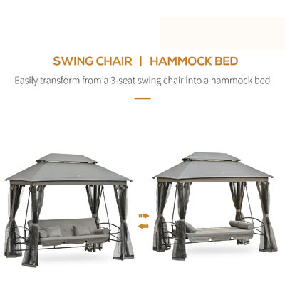 Metal AJUNION Outdoor Patio Daybed 3 in 1 Canopy Gazebo Swing Chair Tuin hangmat met mesh muggennet