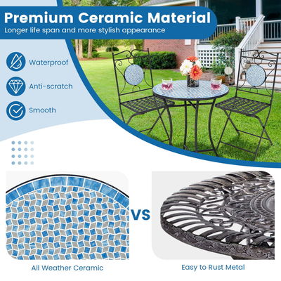 Verbeter je buiteninrichting met AJUNION All Weather Bistro Set Tafelgrootte Dia24" x H28