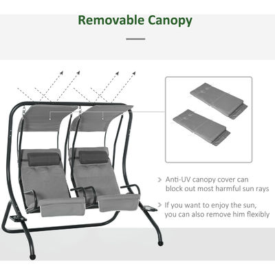 Patio Leisure Facilities AJUNION 2 zitplaatsen Outdoor Swing Hanging Chair met Canopy 37kg