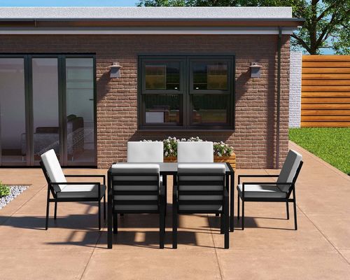Outdoor Patio Set Eettafel L150xW90xH73cm met HDPE-tafelplaat en metaalframe