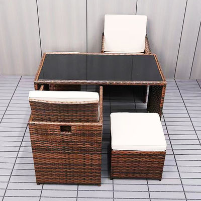 Ruimtebesparende tuin set Moderne plastic rattan hoek tafel en stoel voor binnenplaats patio