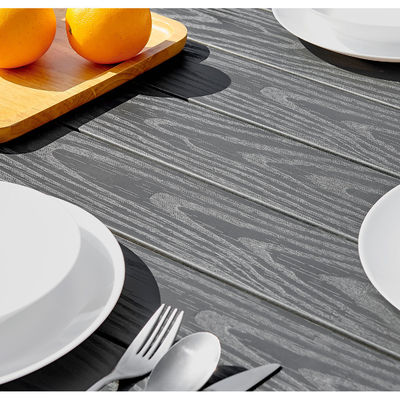 Aluminium Outdoor 8 zitplaatsen Eetkamer Set Teak Hout Gelaagd Tafelplan Eetkamer Tuin Set