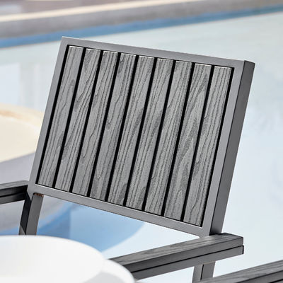 Aluminium Outdoor 8 zitplaatsen Eetkamer Set Teak Hout Gelaagd Tafelplan Eetkamer Tuin Set