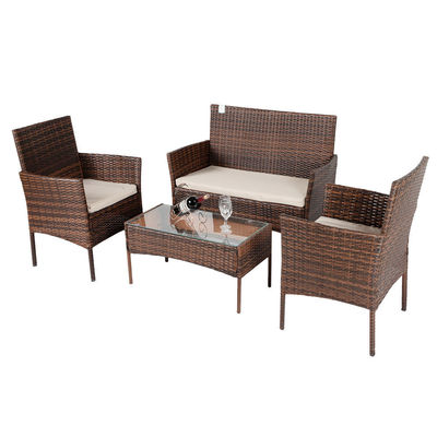 Outdoor Set Patio Tuin Hof Vier stukken Plastic Rattan Wicker Sofas Stoel Tafel
