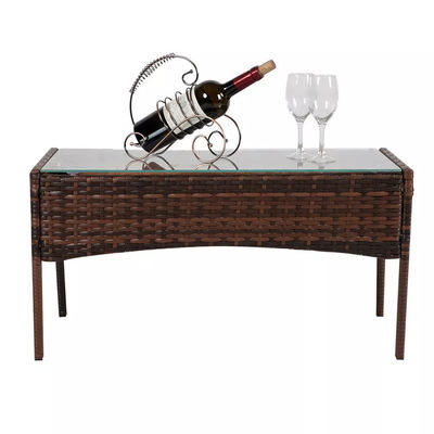 Outdoor Set Patio Tuin Hof Vier stukken Plastic Rattan Wicker Sofas Stoel Tafel