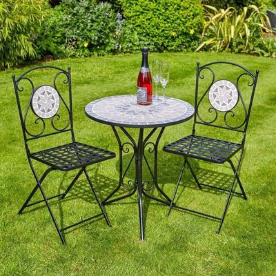 Park opvouwbare metalen tafel en stoel set voor tuin achtertuin antieke mozaïek Bistro Set