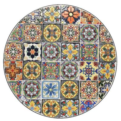 AJUNION 3pcs Outdoor Bistro Metalen Tafelstoel Set Antieke Mosaïek Keramiek voor Tuin
