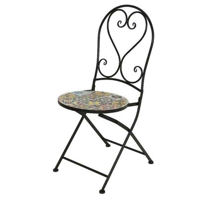 AJUNION 3pcs Outdoor Bistro Metalen Tafelstoel Set Antieke Mosaïek Keramiek voor Tuin