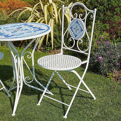 Modern ontwerp keramische tegels en poeder bekleed ijzeren bistro set voor buitentuin terras