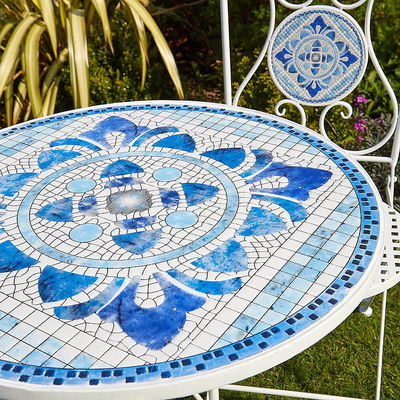 Modern ontwerp keramische tegels en poeder bekleed ijzeren bistro set voor buitentuin terras