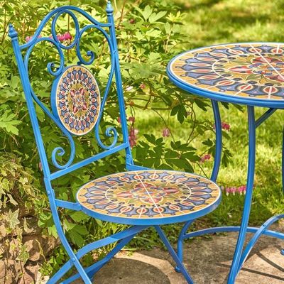 Iron Crafts Mosaïek Bistro Set 3pcs Balkon Set met opvouwbare tafel en stoel door AJUNION