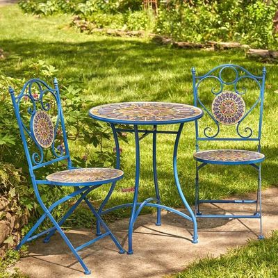Iron Crafts Mosaïek Bistro Set 3pcs Balkon Set met opvouwbare tafel en stoel door AJUNION
