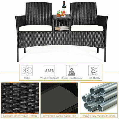 Outdoor Tuin Café Camping Patio Binnenplaats Stoel Party PE Rotan Rieten Loveseat Set