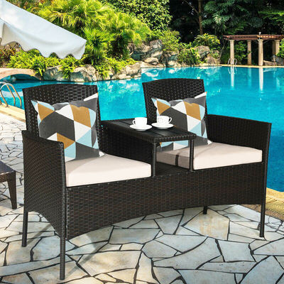 Outdoor Tuin Café Camping Patio Binnenplaats Stoel Party PE Rotan Rieten Loveseat Set