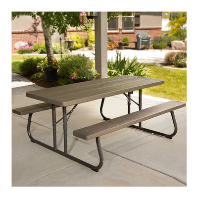 Buitenmeubilair 6ft rechthoekige picknicktafel met paraplugat en opvouwbare stoelen