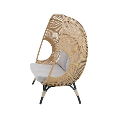 Comfortabele buitenstoel met twee zitplaatsen, staande eierstoel in PE-rattan en staalframe