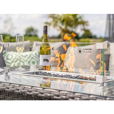 Modulair meubilair Wicker Rattan Outdoor Set met vuurput Tafel AJUNION Tuinontwerp