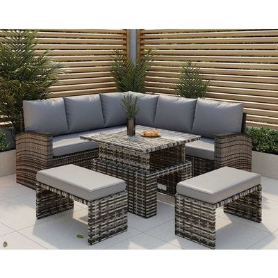 Verbeter uw patio met AJUNION Tuinmeubilair Rotan sofa en verstelbare tafel