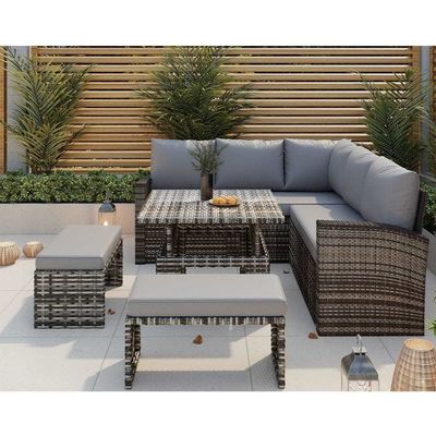 Verbeter uw patio met AJUNION Tuinmeubilair Rotan sofa en verstelbare tafel