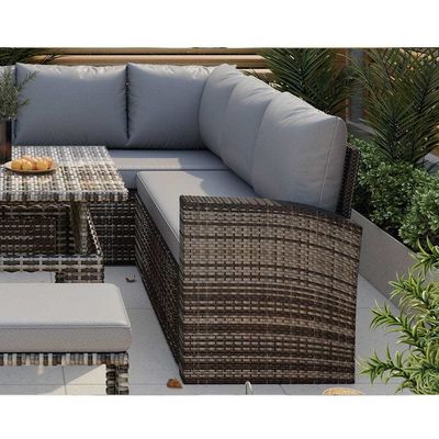 Verbeter uw patio met AJUNION Tuinmeubilair Rotan sofa en verstelbare tafel