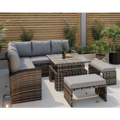Verbeter uw patio met AJUNION Tuinmeubilair Rotan sofa en verstelbare tafel
