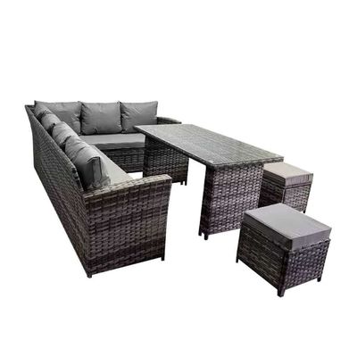 AJUNION 9 Piece Rattan Tuin Eet Set Wicker Rattan Buitenmeubelen Buitensofa Set