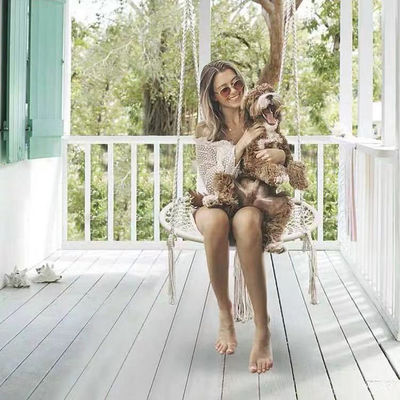 Outdoor Indoor Garden Camping Metal Swing Chair met katoenen touw en opvouwbaar ontwerp