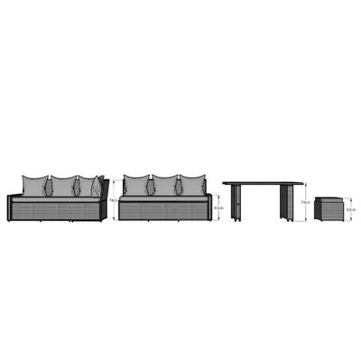 AJUNION 9 Piece Rattan Tuin Eet Set Wicker Rattan Buitenmeubelen Buitensofa Set