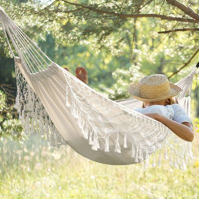 Opvouwbaar ultralicht katoen dubbel schommelend hangend hangmat bed voor kamperen en tuinen