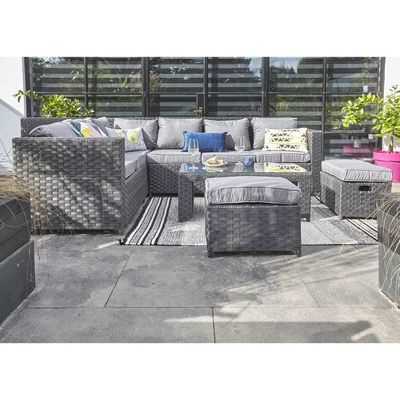 Tuin Set AJUNION 8 zitplaatsen Buitenmeubilair Rattan Hoek Lounge Sofa Set Voor Achtertuin
