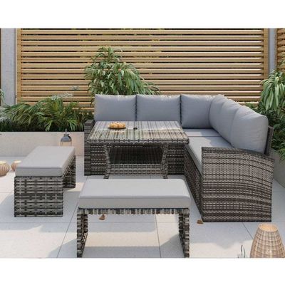 PE Rattan All Weather Tuinmeubilair Set Leisure Outdoor Hoek Sofa Lounge Set