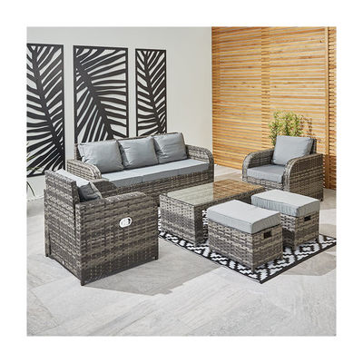 All Weather Rattan Outdoor Sofa Set Drie zitplaatsen L182xW70xH78cm Kussendikte 9cm