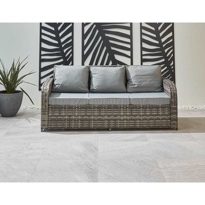 All Weather Rattan Outdoor Sofa Set Drie zitplaatsen L182xW70xH78cm Kussendikte 9cm
