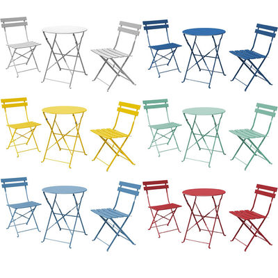 3 stukken stalen opvouwbare tafel en stoelen, perfect voor buiten, terras, balkon of tuin