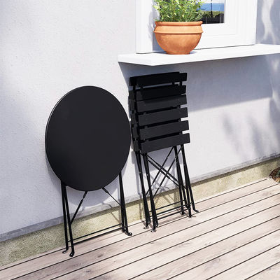 3 stukken stalen opvouwbare tafel en stoelen, perfect voor buiten, terras, balkon of tuin