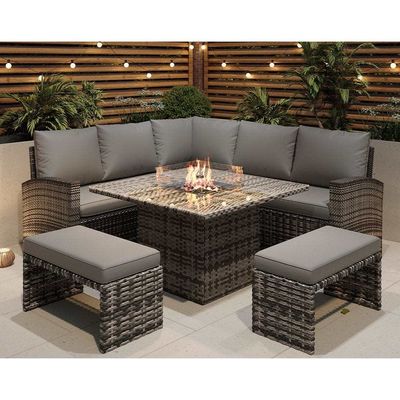 L96xW49xH35cm Bank Grootte Moderne sectioneel hoek Lounge Patio meubels met vuurput