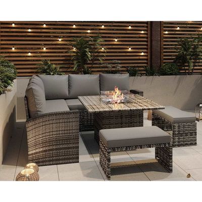 L96xW49xH35cm Bank Grootte Moderne sectioneel hoek Lounge Patio meubels met vuurput