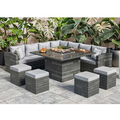 L96xW49xH35cm Bank Grootte Moderne sectioneel hoek Lounge Patio meubels met vuurput