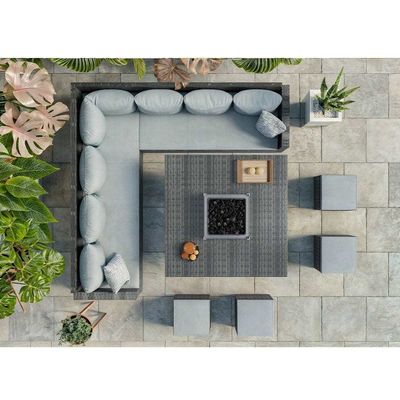L96xW49xH35cm Bank Grootte Moderne sectioneel hoek Lounge Patio meubels met vuurput