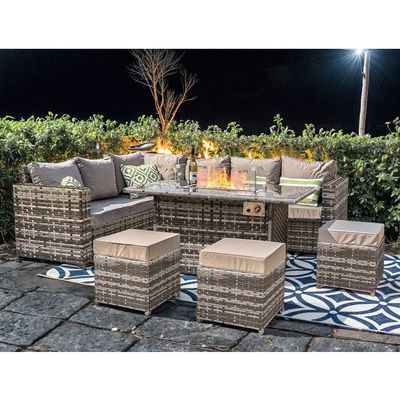 L96xW49xH35cm Bank Grootte Moderne sectioneel hoek Lounge Patio meubels met vuurput