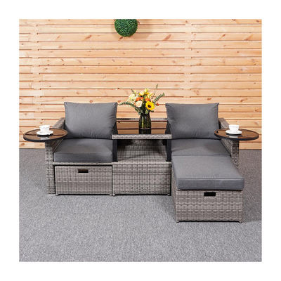 Tuin Achtertuin Lounge Sofa Set met PE Wicker Rattan in verschillende sectioneel ontwerp