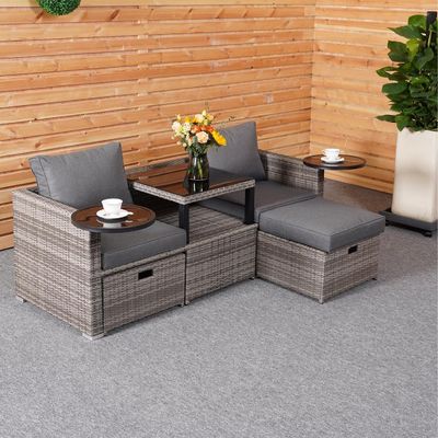 Tuin Achtertuin Lounge Sofa Set met PE Wicker Rattan in verschillende sectioneel ontwerp
