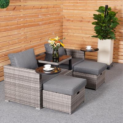 Tuin Achtertuin Lounge Sofa Set met PE Wicker Rattan in verschillende sectioneel ontwerp