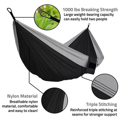 Buitenhuis Tuin Draagbare lichtgewicht vouwbare nylon kamperende hangmatten met accessoires