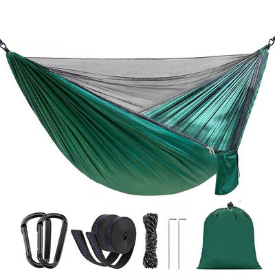 Buitentuin lichtgewicht nylon groen kamperen parachute hangmat met muggennet