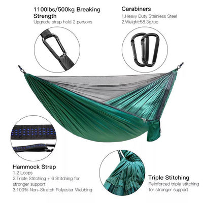 Buitentuin lichtgewicht nylon groen kamperen parachute hangmat met muggennet