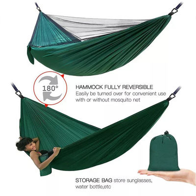 Buitentuin lichtgewicht nylon groen kamperen parachute hangmat met muggennet